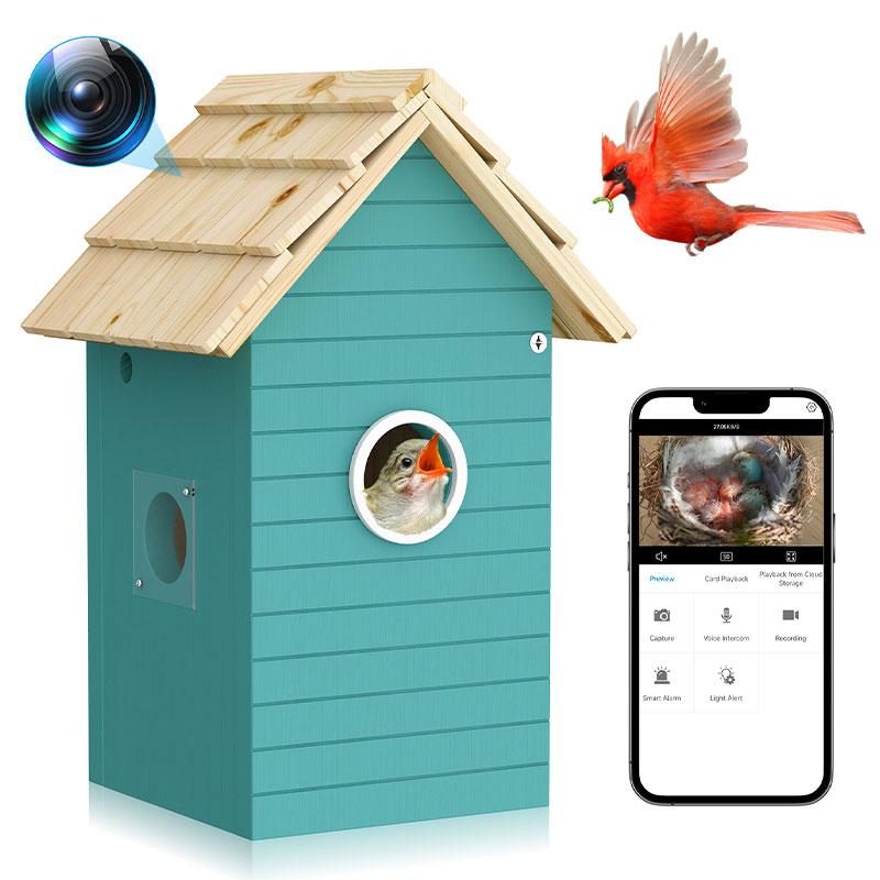 Smart Bird House with Camera, 3MP HD Bird Nest Camera, Live Nesting & Hatching, Bluebird Finch Swallow Wren, 24/7 Cloud & SD Card Storage, Ideal Bird Watching Gifts for Bird Lover